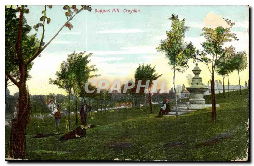 Duppas Hill - Croydon — Ansicht eines Parks mit Brunnen und Personen — Verlag Imperial Series - Vorderseite