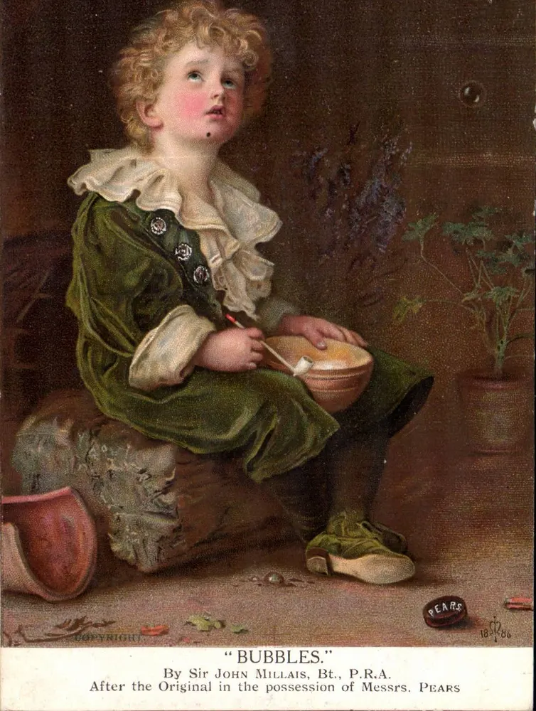 Bubbles — Kind in historischem Kleid mit Seifenbecher — Pears - Vorderseite