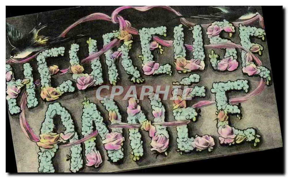 Ano Feliz — Carta postal decorativa — editor não visível - Frente