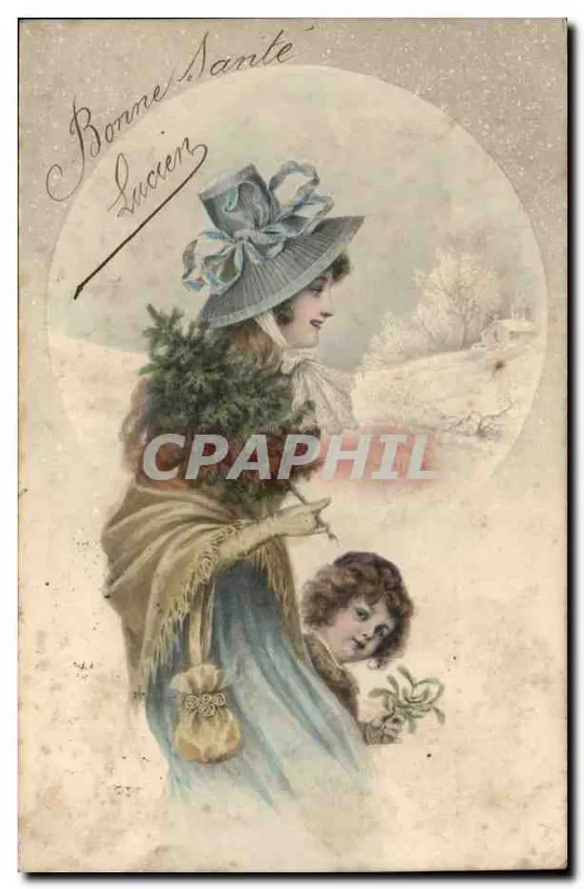 Frau und Kind mit Tannenbaum — Weihnachtsmotiv — Verlag M. M. Vienne, n° 158 - Vorderseite