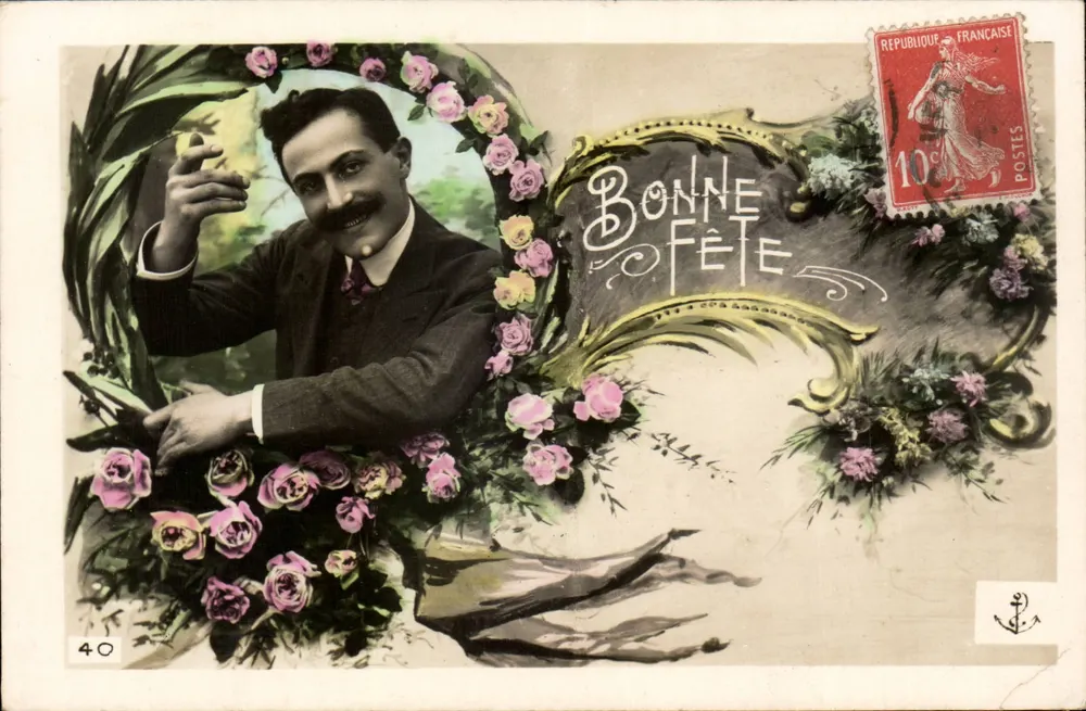 Mann zwischen Rosen — Guten Tag — unbekannter Verlag, Nr. 40 - Vorderseite