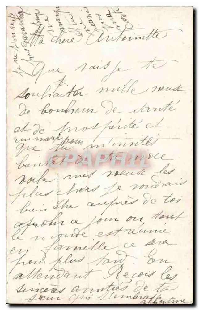 Junge Frau in grüner Robe — mit floraler Verzierung und Landschaft — anonymer Verleger, Nr. 508 - Rückseite