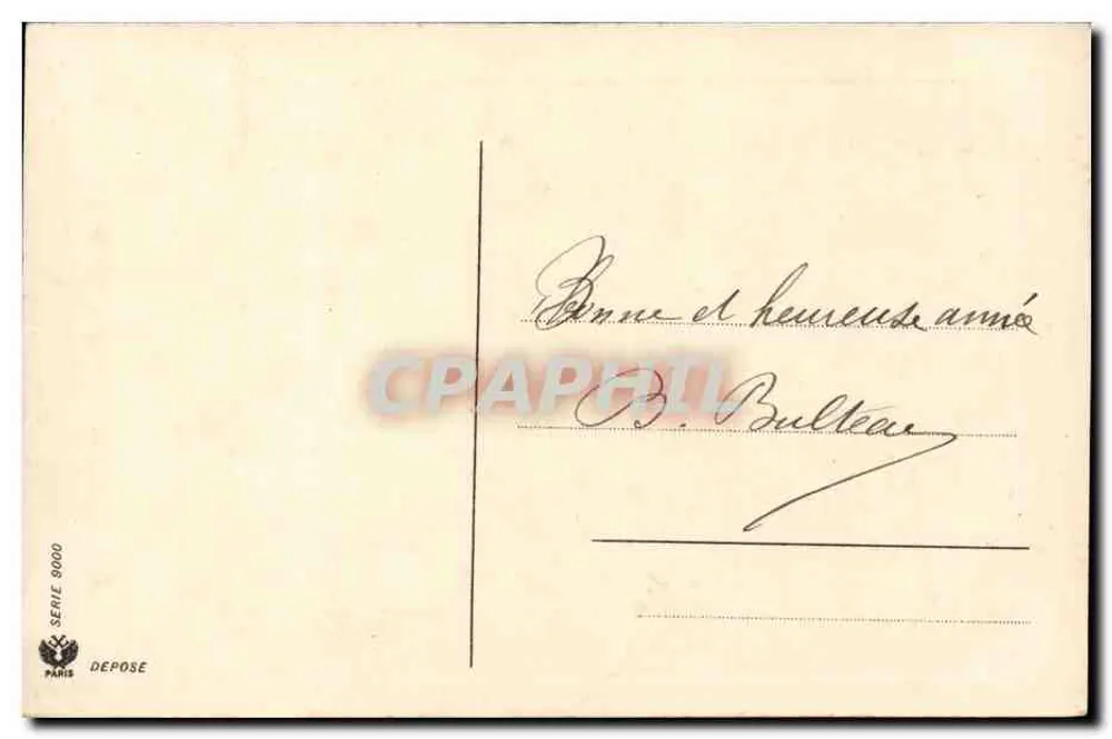 Winterlandschaft mit Brücke — Frohes Neues Jahr — Verlag Paris Dépose, Serie 8000 - Rückseite