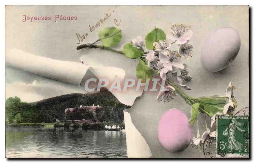 Ostern — Blumen- und Eierdekor — unbekannter Verlag, Serie 443 - Vorderseite