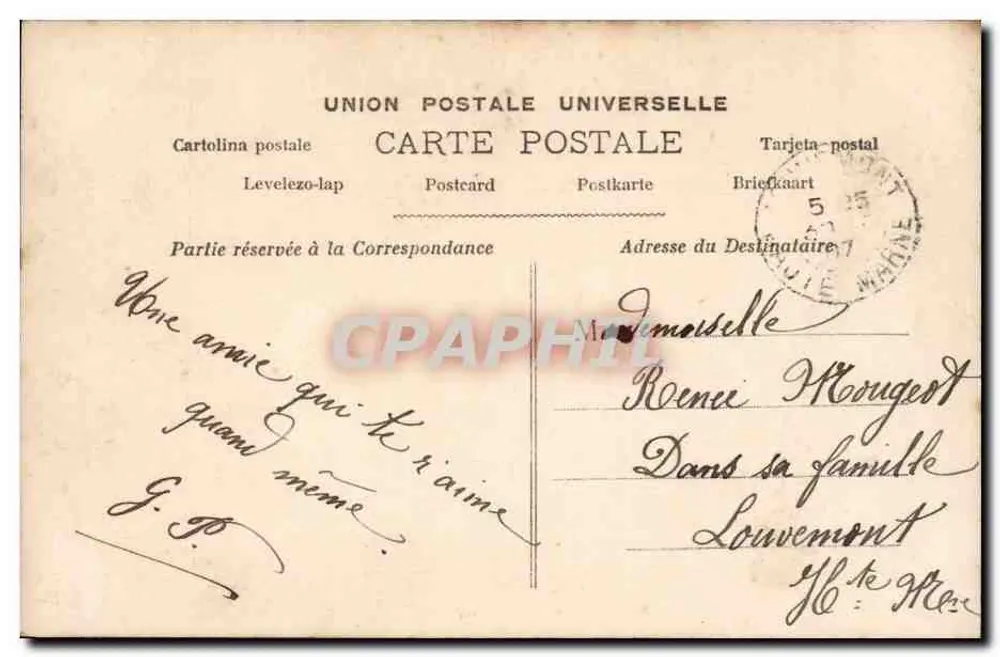 Junge Frau in grünem Kleid — poetischer Text — Paris, n°895 - Rückseite