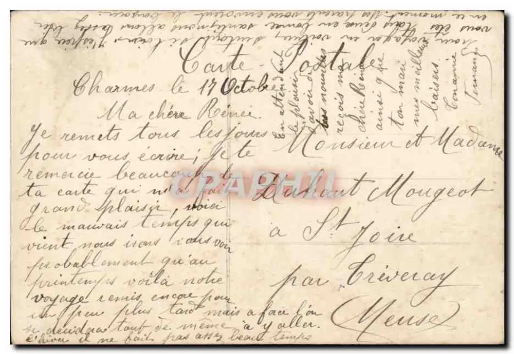 Junge Frau mit Mandoline — Verlag Hélios, Nr. 115 — Stempel République Française - Rückseite
