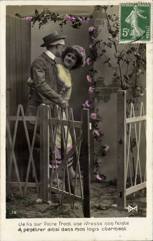 Paar vor einem Rosenportal — anonymer Verlag, Nr. 38 - Vorderseite