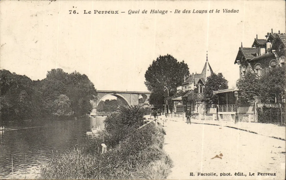 Le Perreux — Quai de Halage - Ile des Loups und der Viaduc — B. Faciolle, phot. ed., Le Perreux - Vorderseite