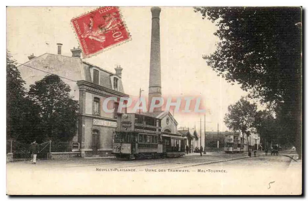 Neuilly-Plaisance — Straßenbahnanlage — Mal-Tournée — Phototypie A. Broger, Paris - Vorderseite