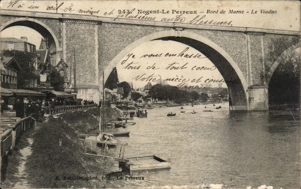 Nogent-Le Perreux — Ufer der Marne — Der Viadukt — E. Fáciolette, Fotograf, Verlag, Le Perreux - Vorderseite