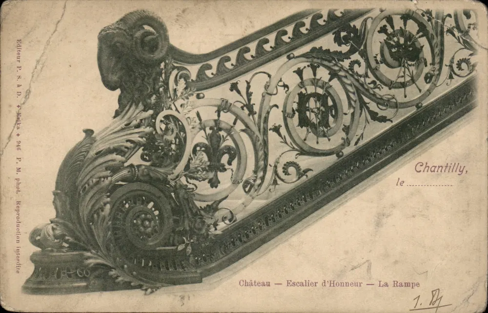 Castelo de Chantilly — Escada de Honra — A Rampa — Editor P. S. & D. — N° 346 - Frente