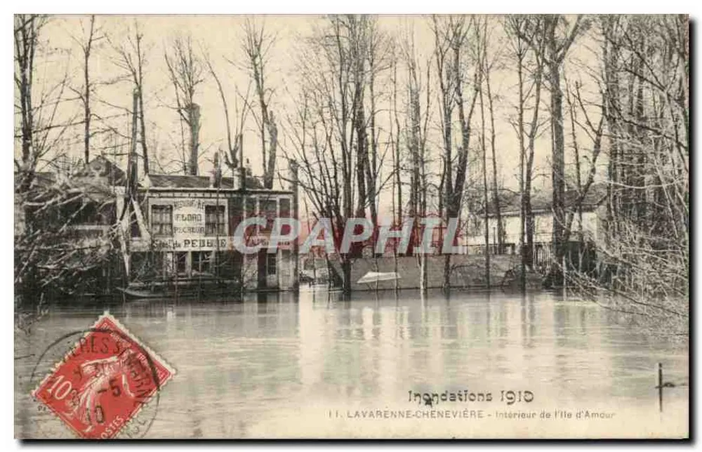 Überschwemmungen 1910 — Innenbereich der Insel der Liebe — Lavarenne-Chenevière - Vorderseite