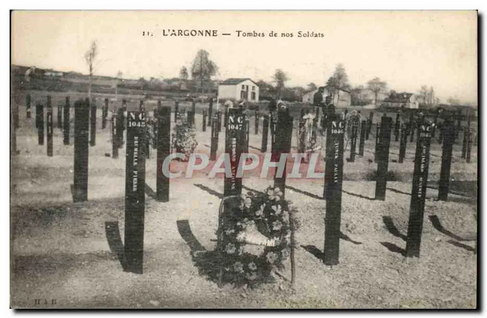 L'Argonne — Gräber unserer Soldaten — Imp. E. Le Deley, Paris - Vorderseite