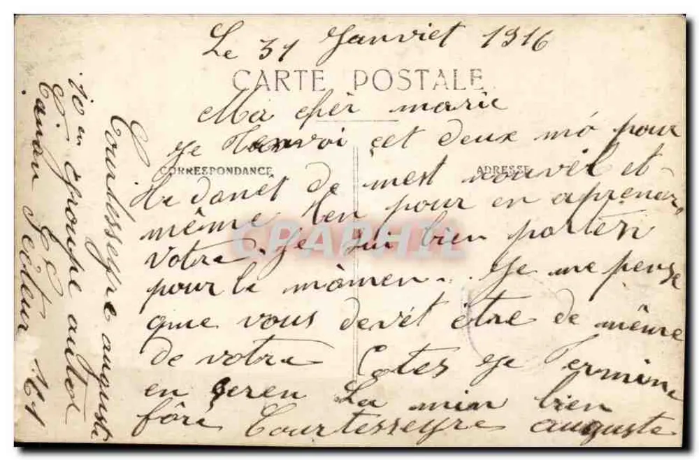 Gruppe von Bergleuten — Frankreich — Ansichtskarte vom 31. Januar 1916 - Rückseite