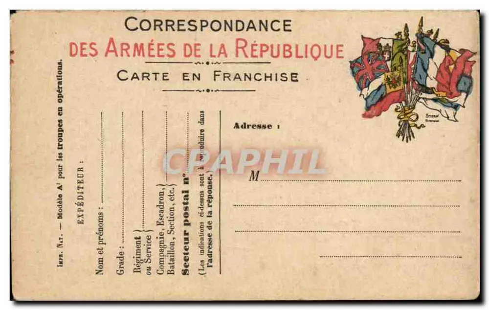 Correspondência das Forças da República — Carta em franquia — Modelo A — Editor não visível - Frente