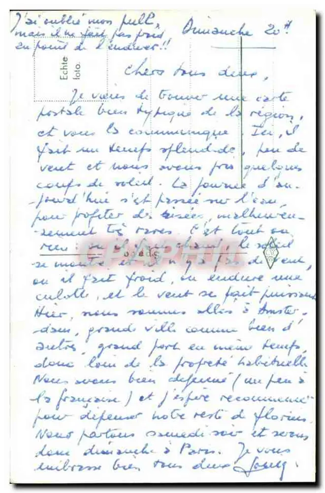 Moinho de vento holandês — paisagem rural — texto impresso 'Mooi Nederland' embaixo - Verso