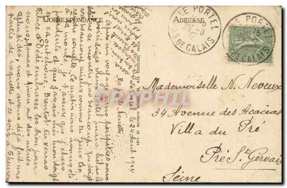 LE PORTEL - Die Straße zum Meer, Blick vom Strand - Ausgabe des Portelois-Bazaars SELECTA - Rückseite