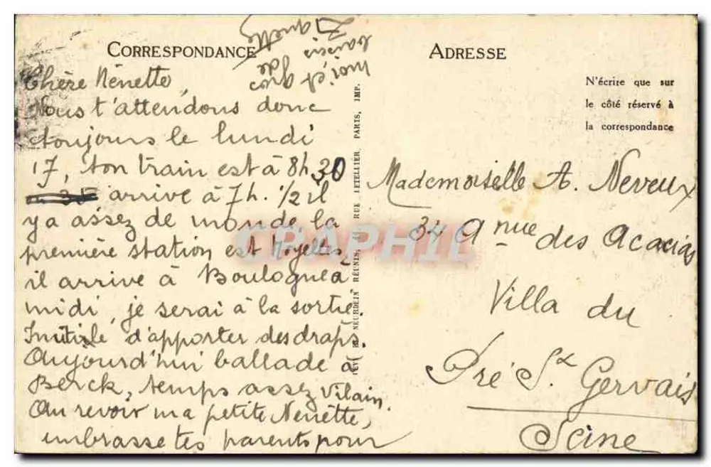 Berck-Plage — La playa y el Casino — LL - Reverso
