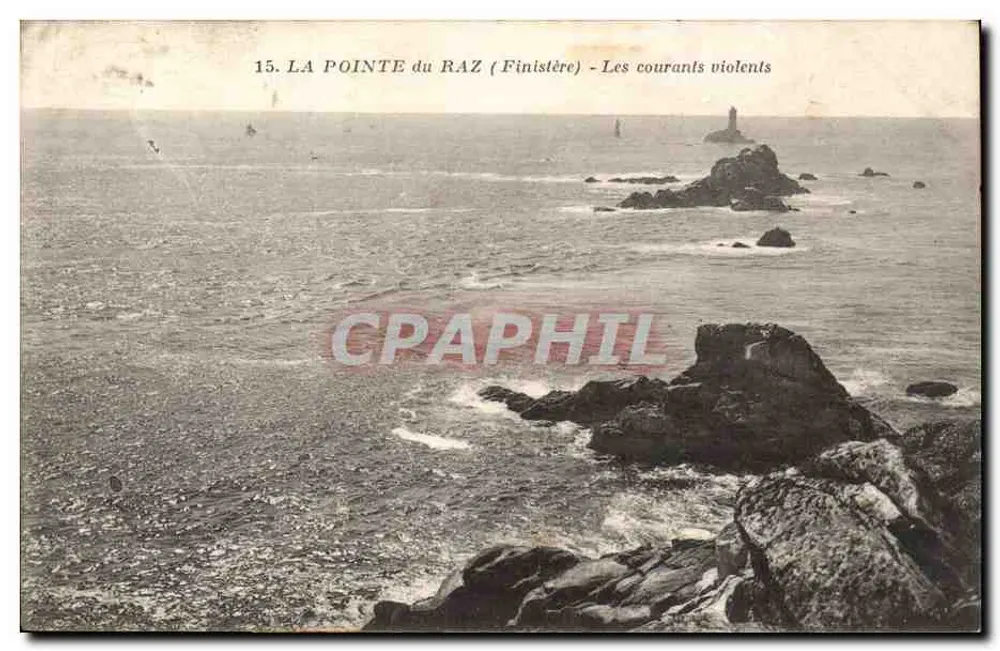 La Pointe du Raz (Finistère) — Silne prądy — J. Nozaïs, wydawca, nr 15 - Awers