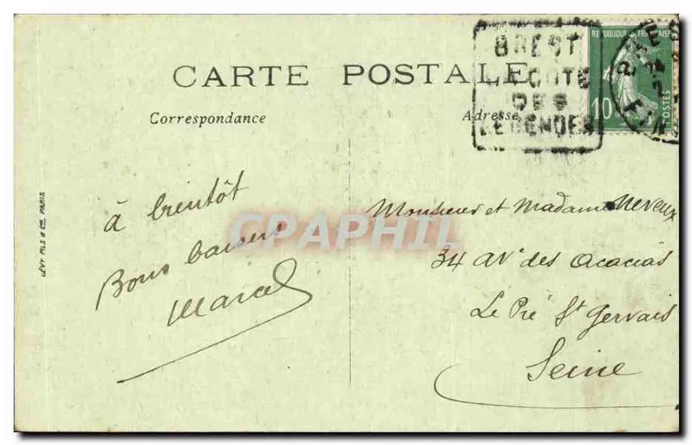 Brest — Os Faróis e o Goulet — The Light-Houses and the Channel — LL - Verso