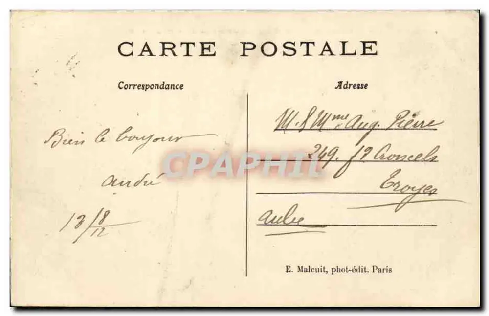 Suresnes — Trekker en Binnenschip in de Sluizengang — E. M. - Achterkant