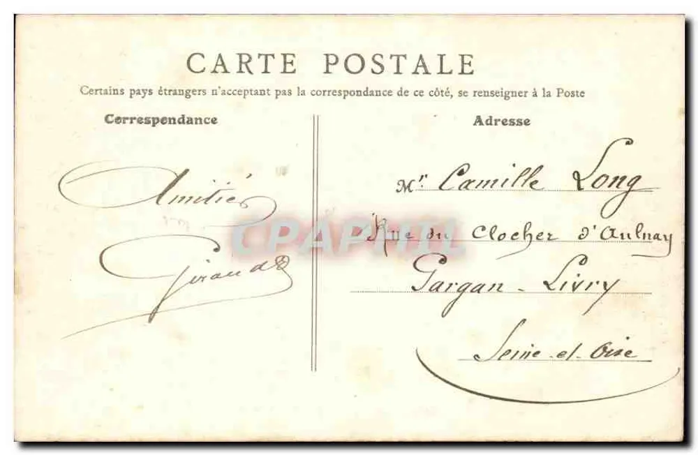 Robinson - Rue de Malabris — cena de rua com vacas e passantes — B.F. Paris, n°20 - Verso