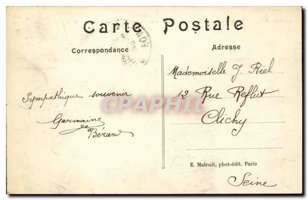 Fontenay-sous-Bois — Das Restaurant de la Porle Jaune — E. Malcuit, phot-édit. Paris - Rückseite