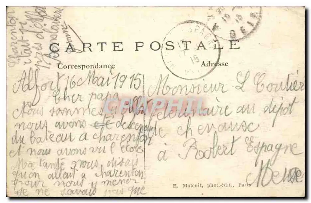 Fort de Charenton — Innere Tür — E. Malecuit, phot. publ., Paris, Nr. 4077 - Rückseite
