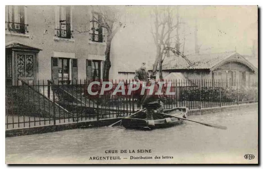 Überschwemmung der Seine — Briefverteilung — Argenteuil - Vorderseite