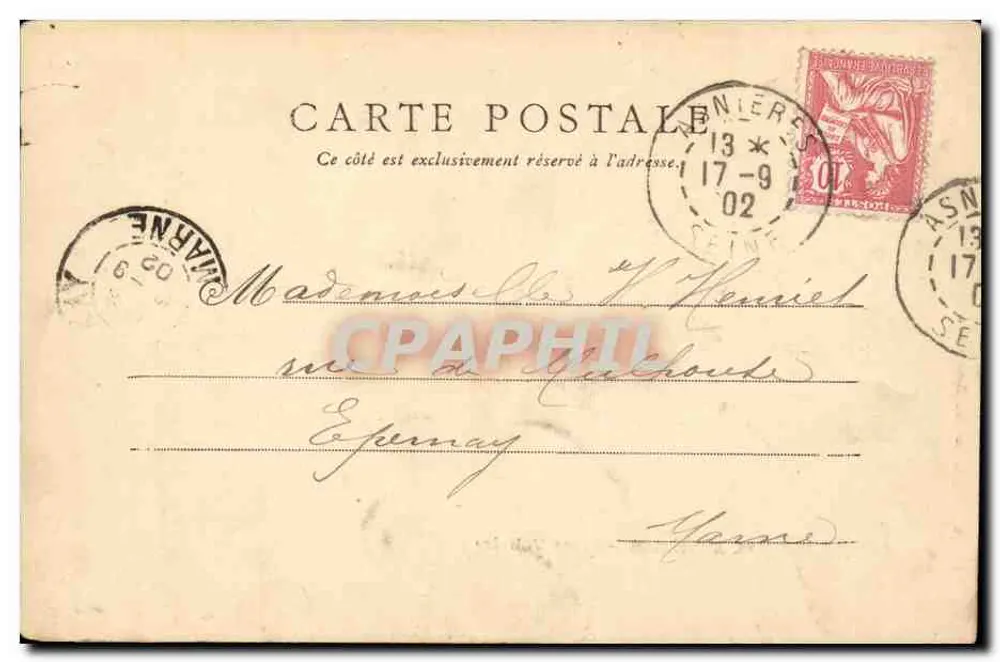 Asnières — Praça Voltaire — F. Pougébut, 37 Rue Faidherbe Paris - Verso