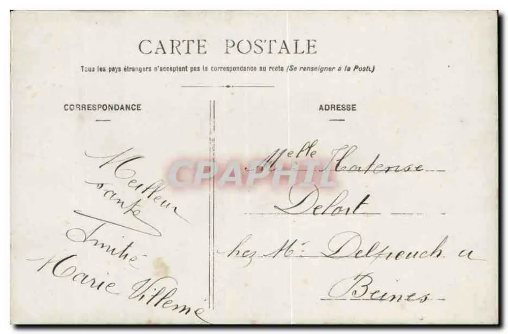 Kleine Mädchen in Kleid und Blumenhut — Tendre Souvenir — Paris, Nr. 401 - Rückseite