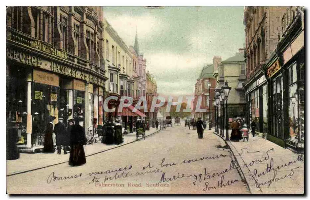 Pilmerston Road, Southampton — Ansicht einer Geschäftsstraße — Verlag 'Gordon Series' Timothy Post Cards Ltd. - Vorderseite
