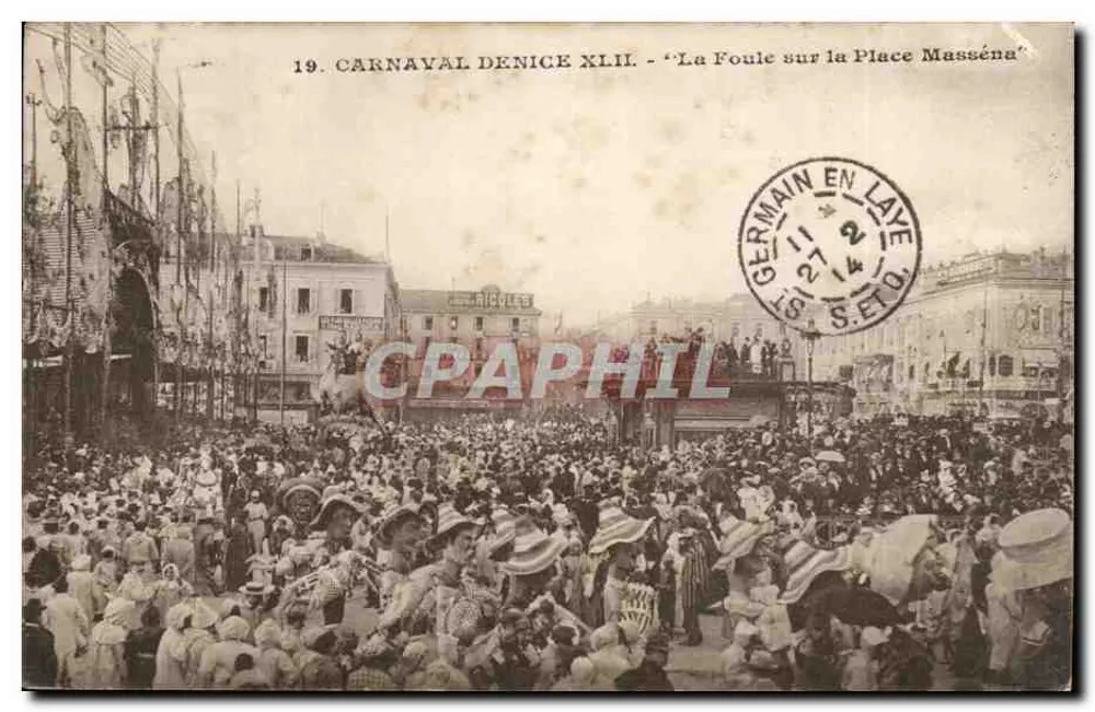 Karneval von Denice XLII — 'Die Menge auf der Place Masséna' — Verlag Gilletta (Nice) - Vorderseite