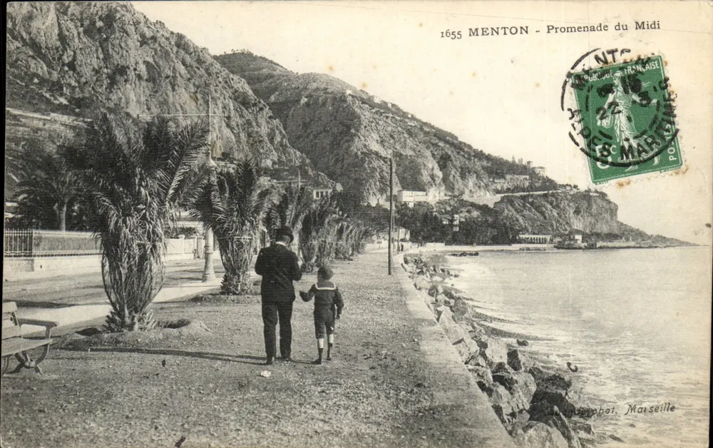 Menton - Promenade du Midi — editor Marseillaise, n° 1655 - Frente