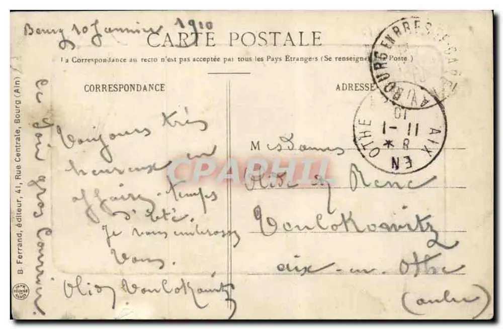 Bourg - Vista Geral — B. Ferrand, editor, n° 11 - Verso