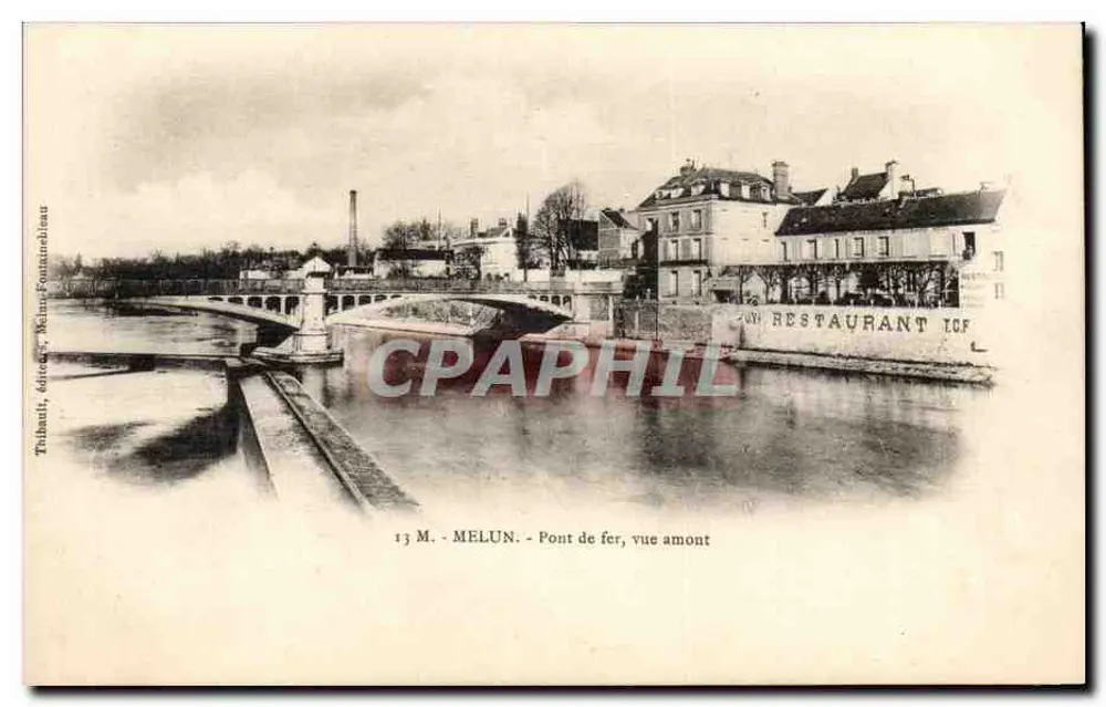 Melun — Most żelazny, widok z góry — Trilhaut, wydawca, Melun Fountaineau, nr 13 M. - Awers
