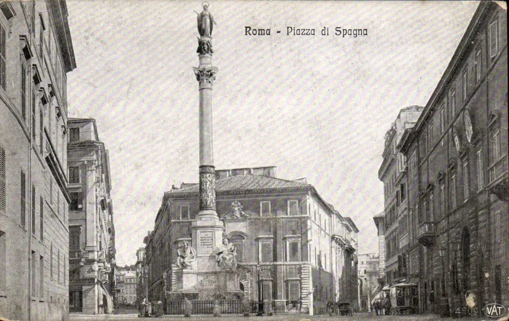 Rom - Piazza di Spagna — monumentale Säule mit Statue — Verlag Vat, n° 4909 - Vorderseite