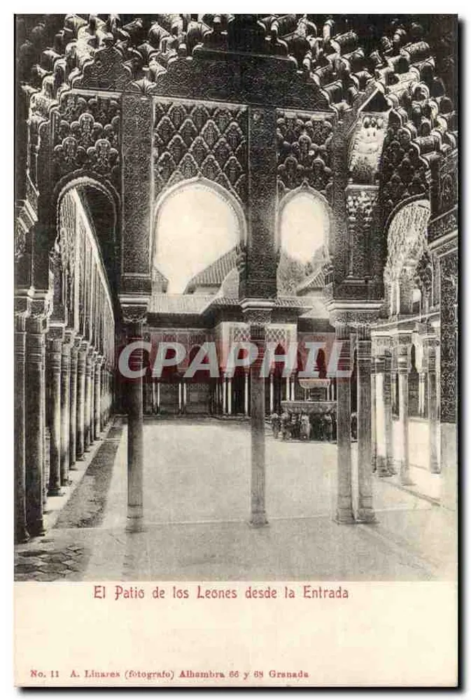 Patio der Löwen — Alhambra, Granada — A. Linares, Serie 66 y 68 - Vorderseite