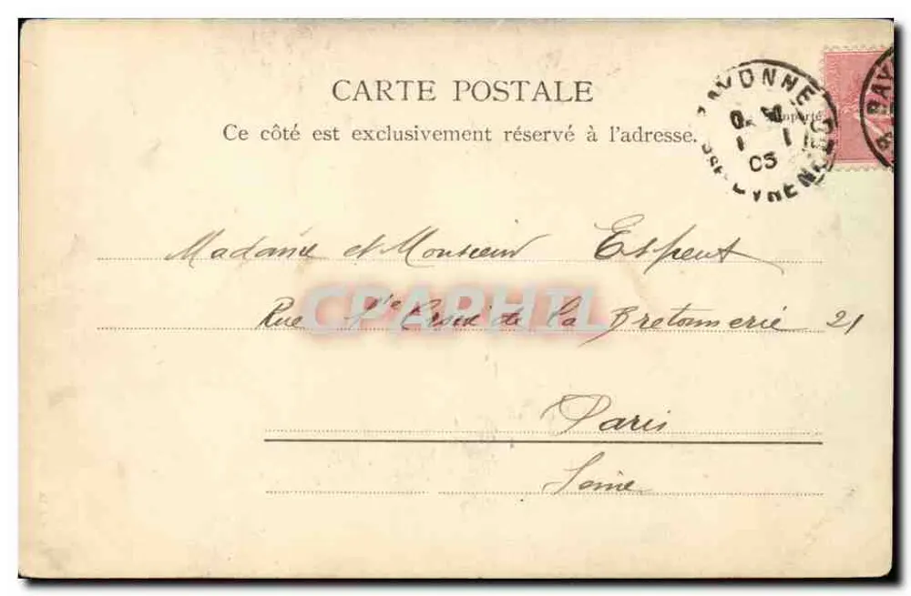 La Rue du Port-Neuf — Bayonne — R.&J. D. 10079, 22 - Rückseite