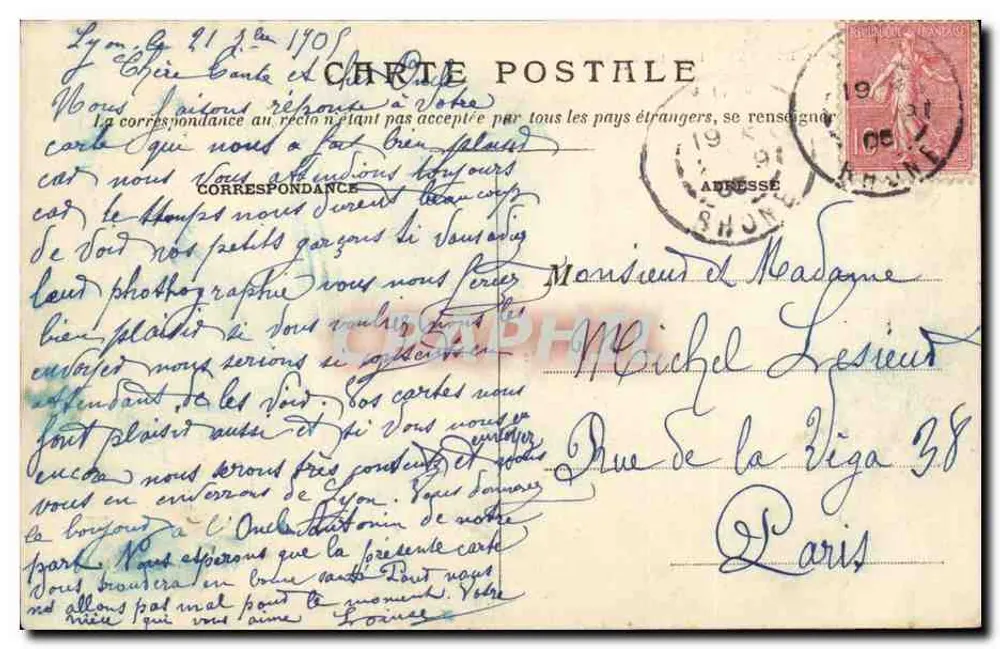 LYON — O Hotel de Ville — Editor anônimo, n° 391 - Verso