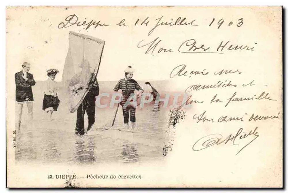Dieppe — Pescador de camarões — Y. Ed. M. n°43 - Frente