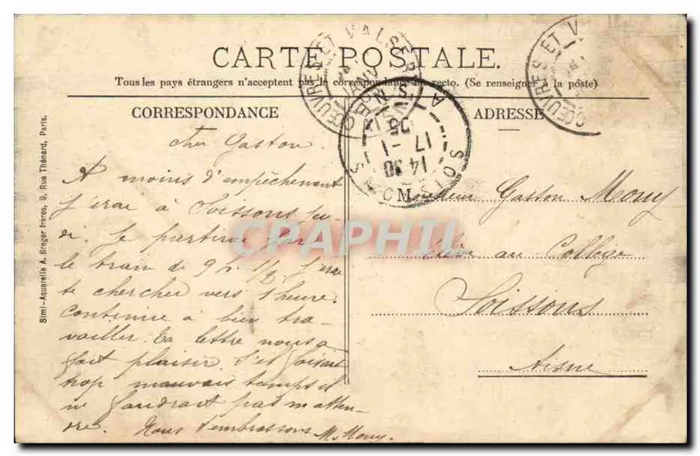Reims - La Piazza Reale e la Rue Colbert — Edizione T. D. Riproduzione vietata - Verso