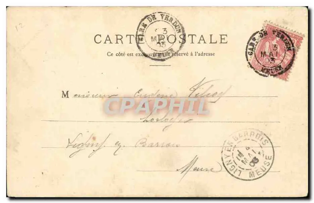 Verdun — A Praça Cheyert com estátua — Lib. R. Vacher, Verdun - Verso