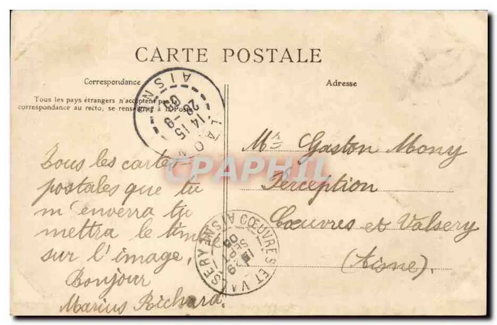Laon — Monument dos Três Instituidores do Aisne — editor Ta-Ard-Rouzel em Laon, número de série não visível - Verso