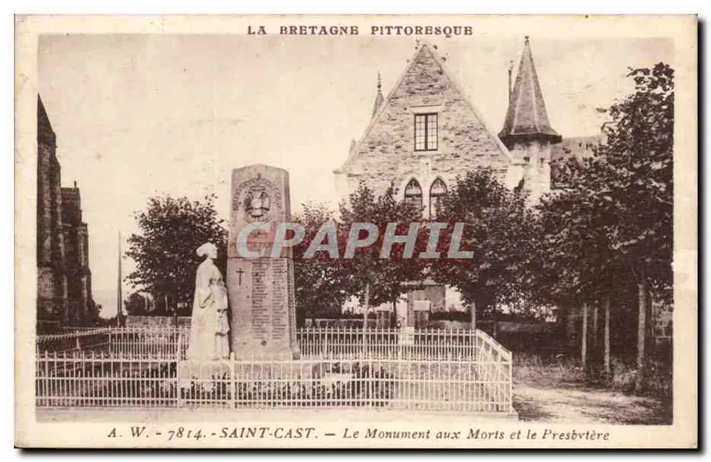 Saint-Cast — Denkmal für die Toten und das Pfarrhaus — A.W. - 7814 - Vorderseite