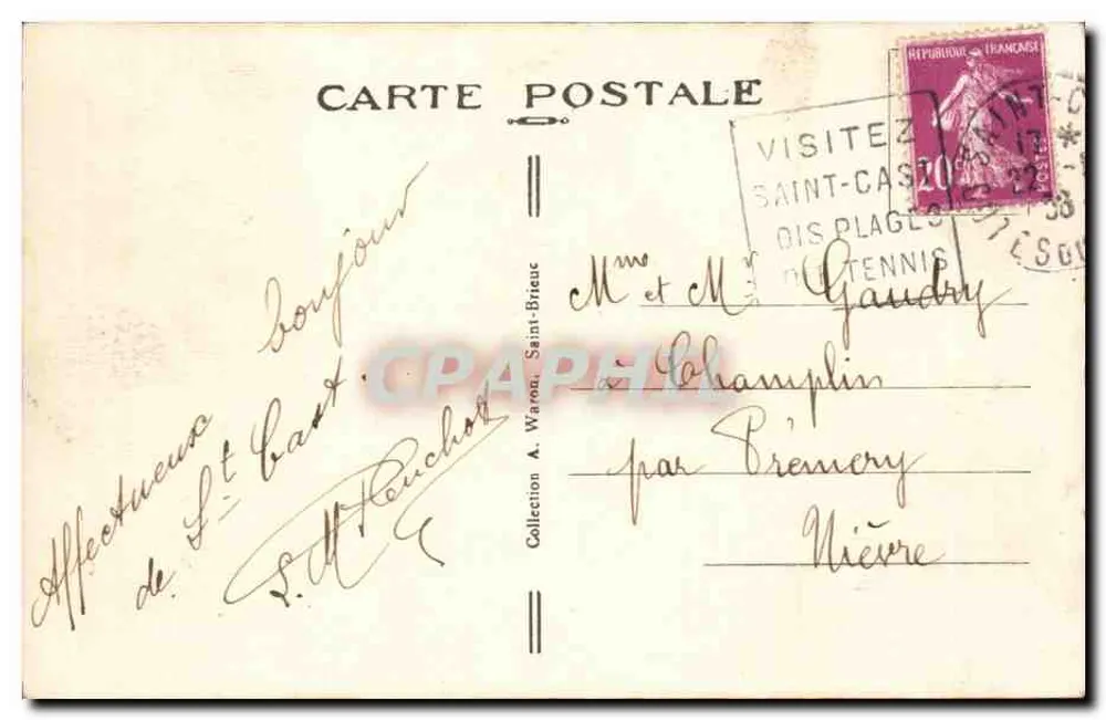 Saint-Cast — Denkmal für die Toten und das Pfarrhaus — A.W. - 7814 - Rückseite