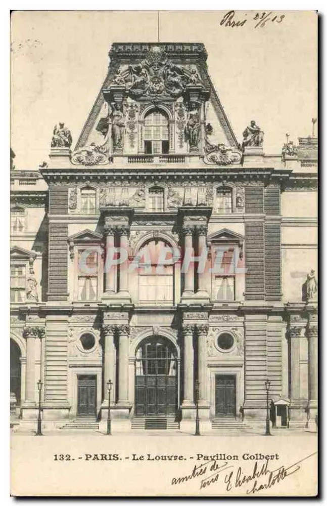 Paris - O Louvre - Pavilhão Colbert — editora anônima, número de série 132 - Frente