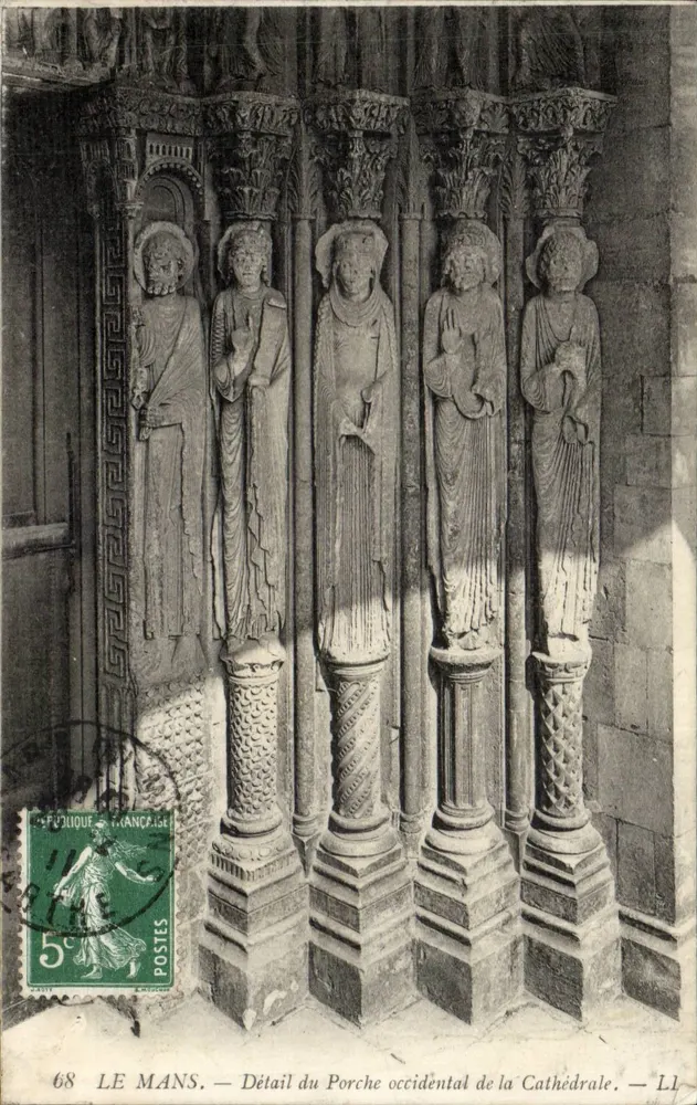 Le Mans — Detail des westlichen Portals der Kathedrale — Verleger F. J. Mancaise, Nr. 68 - Vorderseite