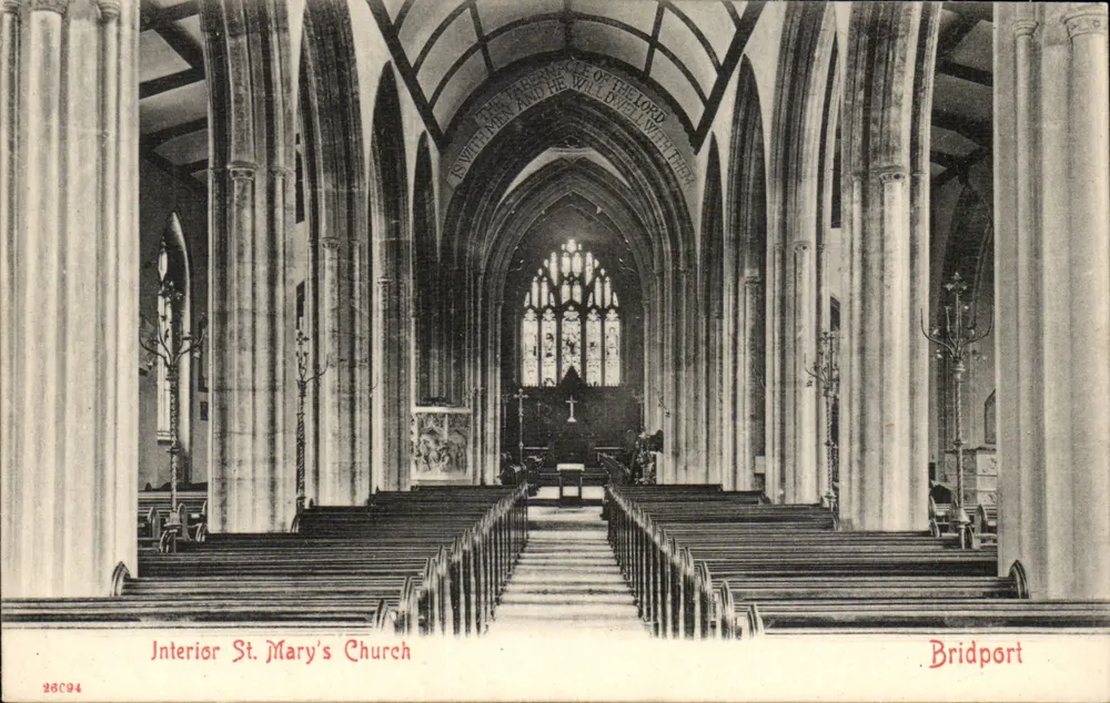 Innenansicht der Kirche Saint Mary — Bridport — Verlag Struve & Co. n° 28094 - Vorderseite