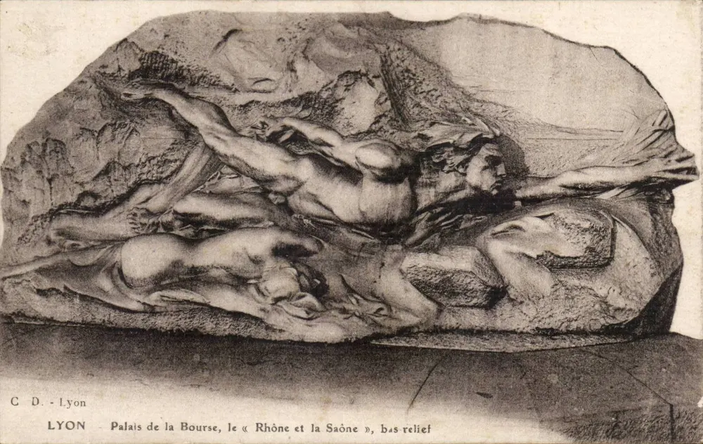 Lyon - Palast des Handels, der 'Rhône und die Saône', Relief - Vorderseite